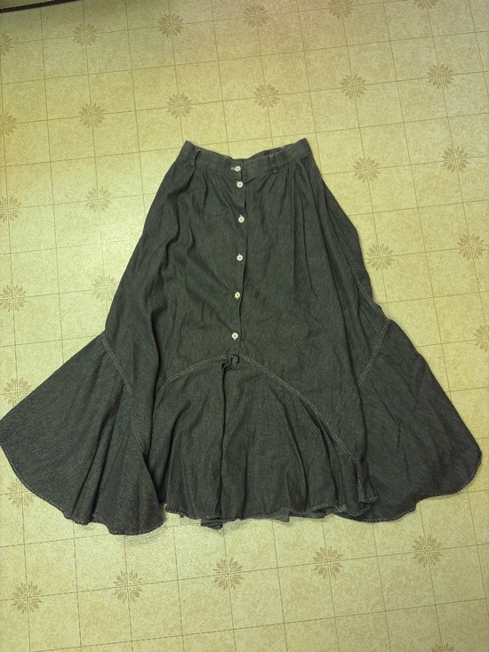 Anya Dresses & Skirts - Women's Dark Gray Button-Front A-Line Maxi Skirt